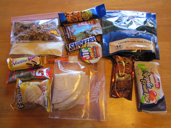 Snack samples for hiking