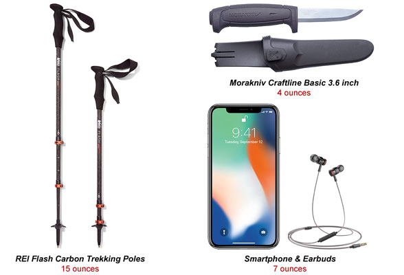 Lightweight Backpacking Items Worn or Carried