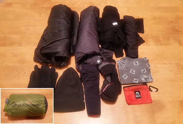 Lightweight Backpacking Clothing Packed