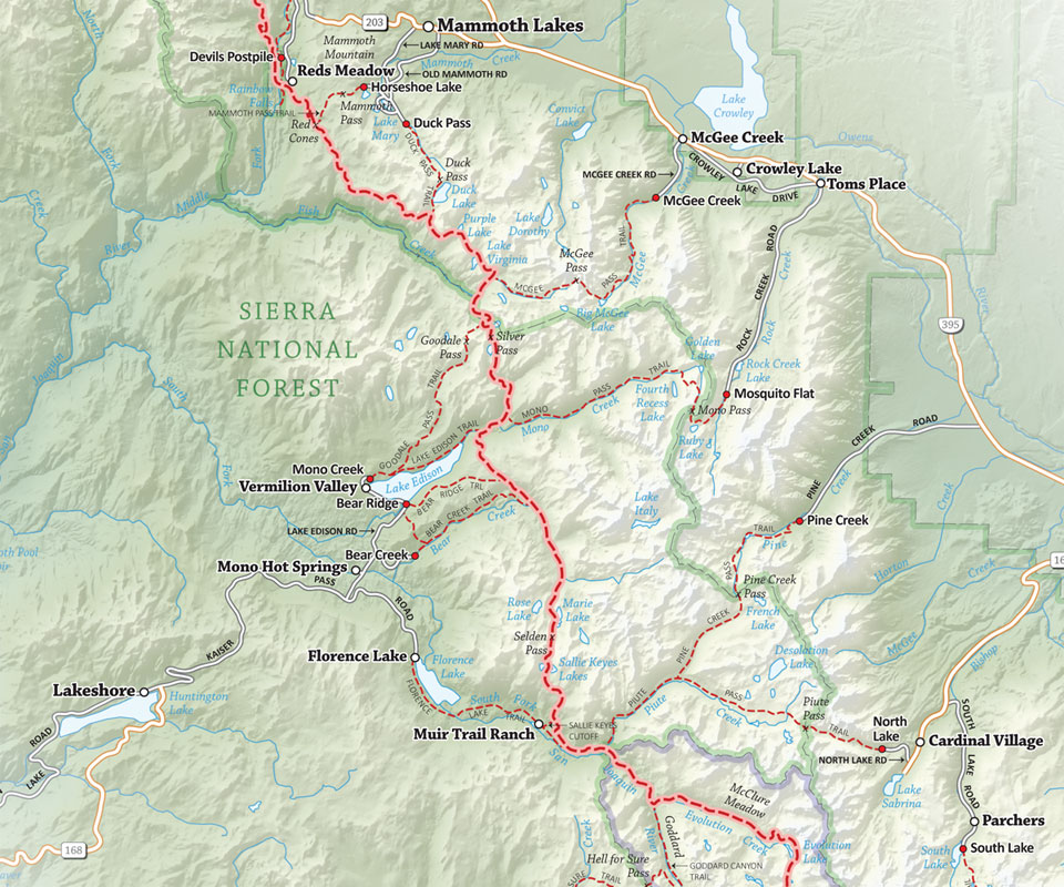 John Muir Trail Wall Map - 18x24 Inch Laminated | Erik the Black's ...