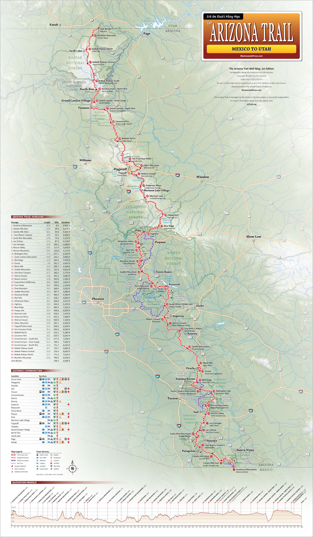 The Arizona Trail Map - 14 x 24 inch Laminated The Arizona Trail Map - 14 x 24 inch Laminated