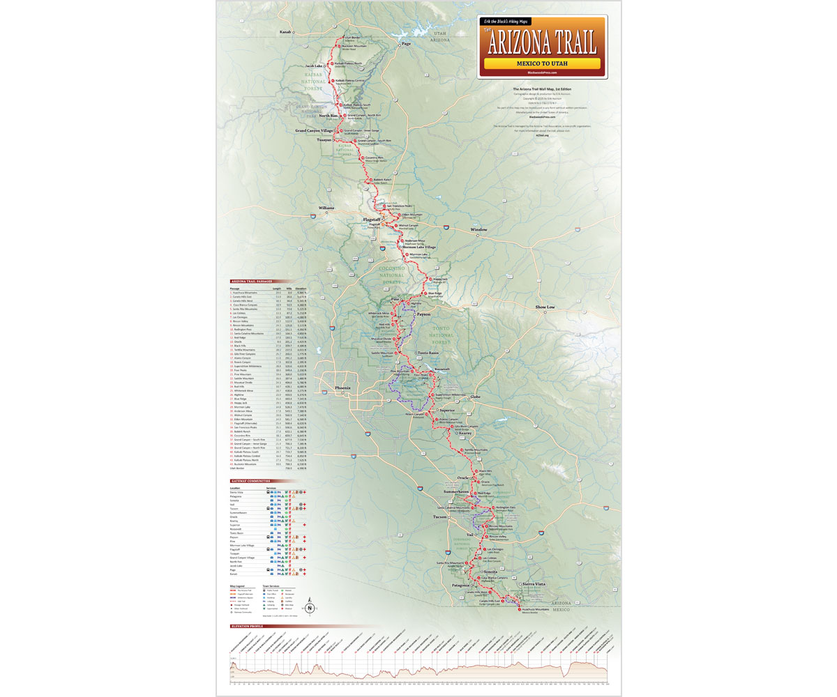 The Arizona Trail Map - 14 x 24 inch Laminated The Arizona Trail Map - 14 x 24 inch Laminated