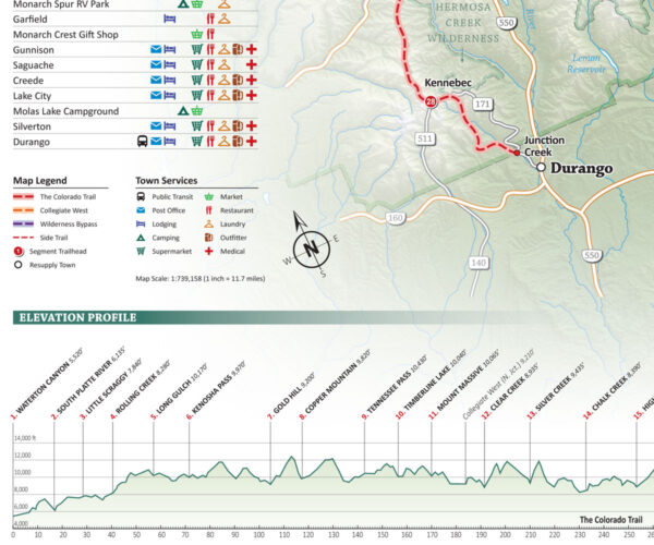 The Colorado Trail Map - Elevation Profile