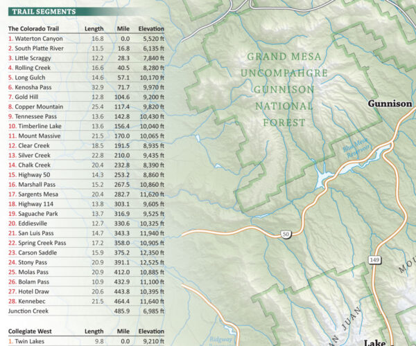 The Colorado Trail Map - Mileage & Elevation Data