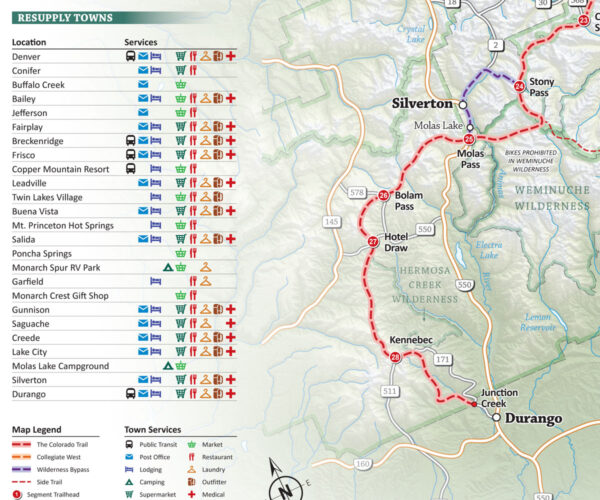 The Colorado Trail Map - Resupply Towns