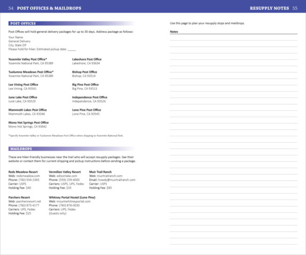 John Muir Trail Post Offices & Maildrops