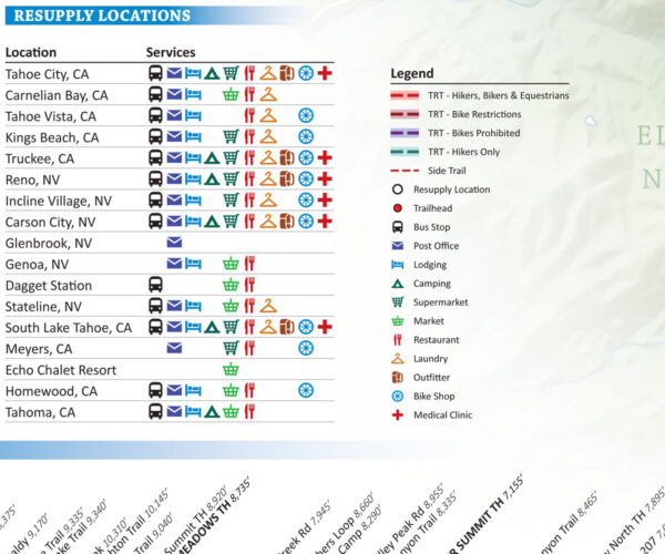 Tahoe Rim Trail Map Resupply Locations