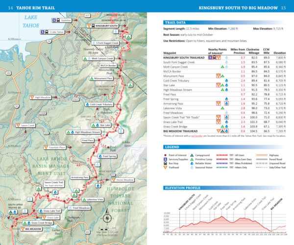 Tahoe Rim Trail Maps & Data Book