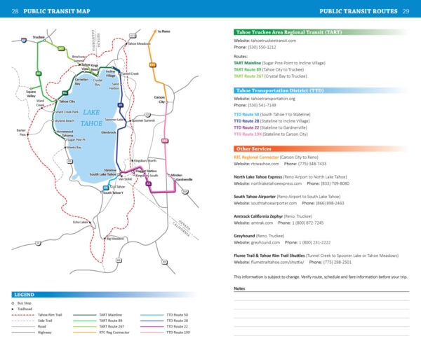 Tahoe Rim Trail Public Transit Map